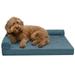 FurHaven Pet Products Paw-Quilted Orthopedic Deluxe L-Chaise Pet Bed for Dogs & Cats - Bluestone Large