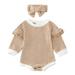 JDEFEG Kids Set Body Suits Baby Baby Girls Boys Ruffle Autumn Long Sleeve Romper Bodysuit Headbands Clothes Winter 18 Month Clothes Girls Pajama Sets Cotton Brown 70