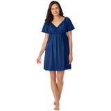 Plus Size Women's Short-Sleeve Lace Top Gown by Amoureuse in Evening Blue (Size 2X)