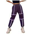 Dadaria Cargo Pants Women Baggy Streetwear Reflective Strip Beam Pants Sports Trousers Cargo Pants Purple S Female