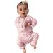 Dadaria Baby Clothes 0-24M Infant Baby Boys Girls Long Sleeve Striped Romper Bodysuit+Pants Outfits Set Pink 70 Baby