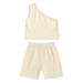 JDEFEG Baby Girl Clothes 6-9 Months Toddler Girls Summer Set Solid Tops Shorts Trousers Set Casual Clothes Outfits 4Y Baby Girl Bundle Clothes Polyester Spandex Beige 110