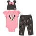 Disney Minnie Mouse Newborn Baby Boy or Girl Bodysuit Pants and Hat 3 Piece Outfit Set Newborn to Infant