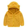 kpoplk Baby Leather Jacket Toddler Baby Girls Winter Jacket Leopard Hoodie Coat Fuzzy Sherpa Thicken Warm Outwear Outfit for Kids(Yellow)