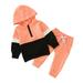 JDEFEG Boys Checke Pants Toddler Baby Girls Autumn Patchwork Cotton Hooded Long Sleeve Long Pants Tops Hoodie Sweatshirt Set Outfits Clothes Girl 3 Piece Set Cotton Pink 100