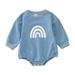 JDEFEG Baby Girls Nightgowns Baby Boy Girl Fall Clothes Crew Neck Sweatshirt Rainbow Romper Long Sleeve Oversized Bodysuit Cute Outfits Baby Clothes Toddler Girl Cotton Spandex Blue 70