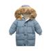 Kids Hooded Jacket Boys Girls Faux Fur Thicken Warm Black Parka Kids Coat Winter Hooded Long Cotton Down Jackets Outerwears Children Clothing School Jackets Outwear Coat