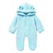 Dadaria Baby Clothes 60-80 Newborn Baby Boy Girls Winter Fleece Jumpsuit Solid Hooded Romper Warm Outwear Mint Green 0-3 Months Baby