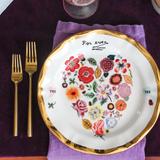 Anthropologie Dining | Anthropologie Nathalie Lete Plate Floral Heart Forever Gold Edge Rare Roses Lady | Color: Red/White | Size: Os