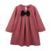 Dadaria Baby Girl Clothes 2-8 Years Fall Winter Bowknot Solid Color Loose Woolen Dress Pink 5-6 Year Toddler