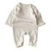 Toddler Kids Child Baby Boys Girls Romper Long Sleeve Solid Ribbed Bodysuit Outfit Clothes