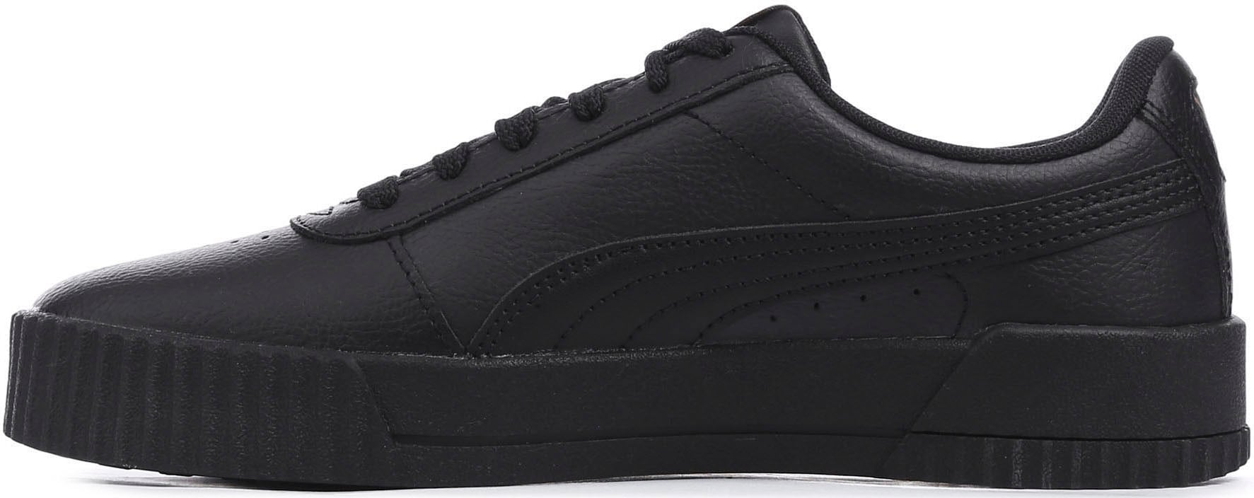 Sneaker PUMA "CARINA L", Damen, Gr. 37, schwarz (puma schwarz, puma schwarz, puma team gold), Leder, Schuhe Sneaker