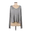 PST By Project Social T Long Sleeve Top Gray Print V Neck Tops - Women's Size Medium