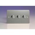 Varilight V-Pro Ultra Flat 3 Gang Brushed Steel LED Trailing Edge Dimmer Switch 1 or 2 Way