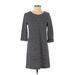 J.Crew Factory Store Casual Dress - Shift Crew Neck 3/4 sleeves: Blue Print Dresses - Women's Size X-Small