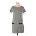 Jack Wills Casual Dress - Shift Crew Neck Short sleeves: Gray Color Block Dresses - Women's Size 4
