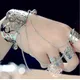 ChimOpen-Bracelet manchette pour femme design créatif pendentif à trois anneaux bijoux de fête