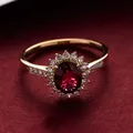 Trumium-Bague en argent 925 avec pierres précieuses vintage pour femme bague en zircone rouge