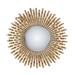 27 Inch Round Wall Mount Accent Decor Mirror, Sunburst, Iron Frame, Gold