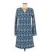 ALL FOR COLOR Casual Dress - Shift: Blue Print Dresses - Women's Size X-Small