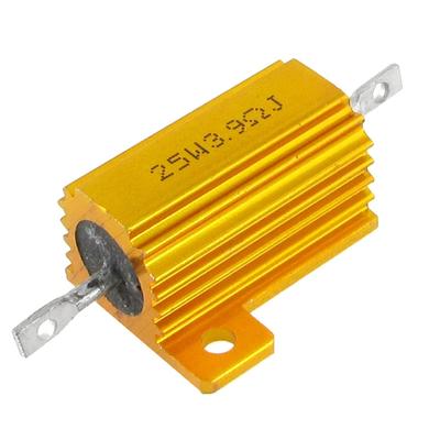 Chassis Mounted Aluminum Housed 25W 3.9 Ohm 5% Wirewound Resistors - Gold Tone