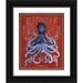 Fab Funky 12x14 Black Ornate Wood Framed with Double Matting Museum Art Print Titled - Octopus Prohibition Octopus On Red