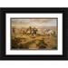 Russell Charles M. 18x13 Black Ornate Wood Framed with Double Matting Museum Art Print Titled - The Attack On The Wagon Train