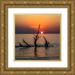 Looney Hollice 15x15 Gold Ornate Wood Framed with Double Matting Museum Art Print Titled - USA-Georgia-Jekyll Island-Sunrise on Driftwood Beach of petrified trees