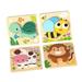 4 Piece Wooden Animal Puzzles Montessori Early Educational Jigsaw Board Learning Activities Animal Shaped Puzzles for 2 3+ Years Old Style B