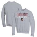Men's Champion Gray Florida State Seminoles Soccer Stack Logo Powerblend Pullover Sweatshirt