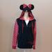 Disney Tops | Disney Parks Minnie Mouse Zip Up Hoodie With Ears Size M | Color: Black/Red | Size: M