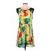 Kensie Casual Dress - A-Line Scoop Neck Sleeveless: Yellow Floral Dresses - Women's Size Small
