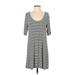 American Apparel Casual Dress - A-Line Scoop Neck Short sleeves: Gray Color Block Dresses - Women's Size Small