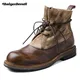 OH mon dieu! Nouveau! Bottes d'hiver en cuir à lacets pour hommes chaussures chaudes en fourrure de