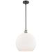 Athens 14" Black Antique Brass LED Pendant With Matte White Shade