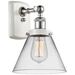 Ballston Urban Cone 8" White & Chrome LED Sconce With Clear Shade