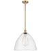 Bristol Glass 16" Satin Gold LED Pendant With Seedy Shade