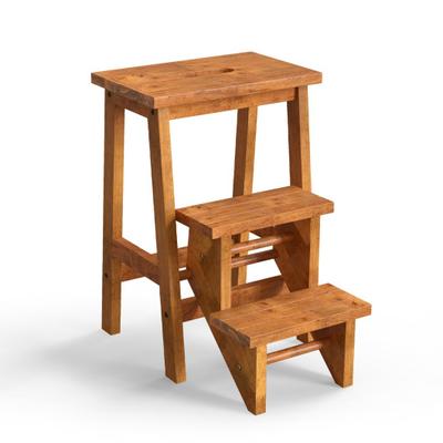 Costway 3-in-1 Rubber Wood Step Stool with Convenient Handle-Dark Brown