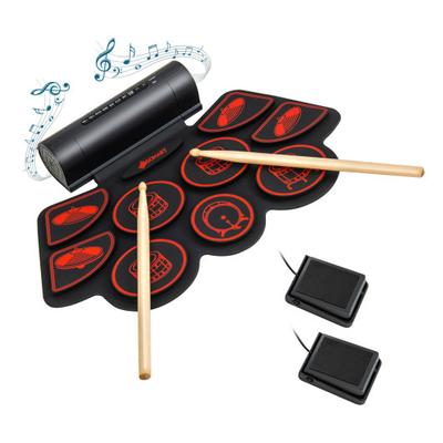 Costway Electronic Drum Set with 2 Build-in Stereo Speakers for Kids-Red