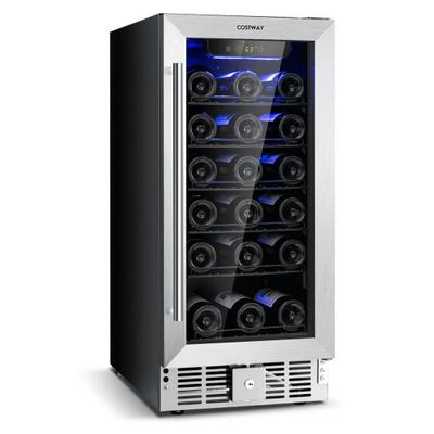Costway 15 Inch 30-Bottle Wine Cooler with Tempera...