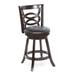Latitude Run® Blevice Swivel 24.5" Counter Stool Wood/Upholstered/Leather in Black/Brown | 37.5 H x 17.5 W x 19.25 D in | Wayfair LTRN1098 27725829