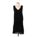 Casual Dress - DropWaist V Neck Sleeveless: Black Print Dresses - Women's Size X-Small