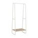 17 Stories Metal Clothing Rack Tall w/ Wooden Shelf Pewter Metal/Fabric in White | 60 H x 25 W x 15.75 D in | Wayfair