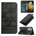 Nalacover For Samsung Galaxy S21 Ultra Wallet Case Magnetic Embossed Soccer Ball Pattern PU Leather Flip Kickstand Cash Card Slots Shockproof with Detachable Wrist Strap Cover.Black