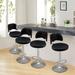 Corrigan Studio® Kan Swivel Adjustable Height Bar Stool Upholstered/Metal in Black | 19.69 W x 15.75 D in | Wayfair