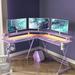 Inbox Zero L-Shape Gaming Desk Wood/Metal in Brown/Gray | 29.6 H x 50 W x 50 D in | Wayfair CF6E3B7E645D4CCF9ECFA4D9C950830D