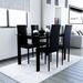 Latitude Run® 5-Piece Dining Table Set, Dining Table & Chair Glass/Upholstered/Metal in Black/Gray | 29.53 H x 27.56 W x 47.24 D in | Wayfair