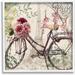 Ophelia & Co. Pink Peonies Bicycle Bouquet Vintage Parisian Arch Pink Peonies Bicycle Bouquet Vintage Parisian Architecture | Wayfair