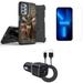 Accessories Bundle for Samsung Galaxy A23 5G Case - Heavy Duty Rugged Protector Cover (USA Deer Hunter Camo) Belt Holster Clip Screen Protectors 30W (USB-C USB-A) Car Charger Type-C to USB Cable