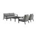 Aileen Outdoor Patio 4-Piece Lounge Set in Aluminum and Wicker with Grey Cushions